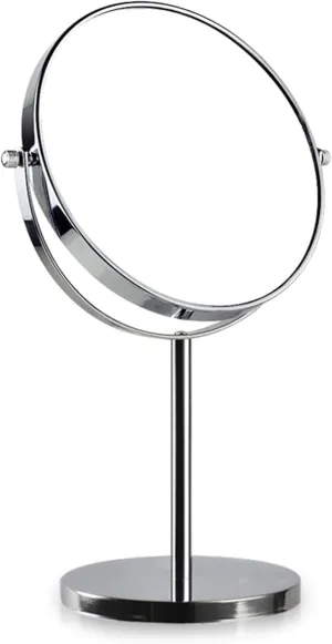 Chrome Tabletop Rotation Makeup Mirror, Double Side 1X/3X Magnification Cosmetic Mirror, Countertop Standing HD Shaving Mirror, Vanity Mirror for Bathroom,A,8Inch