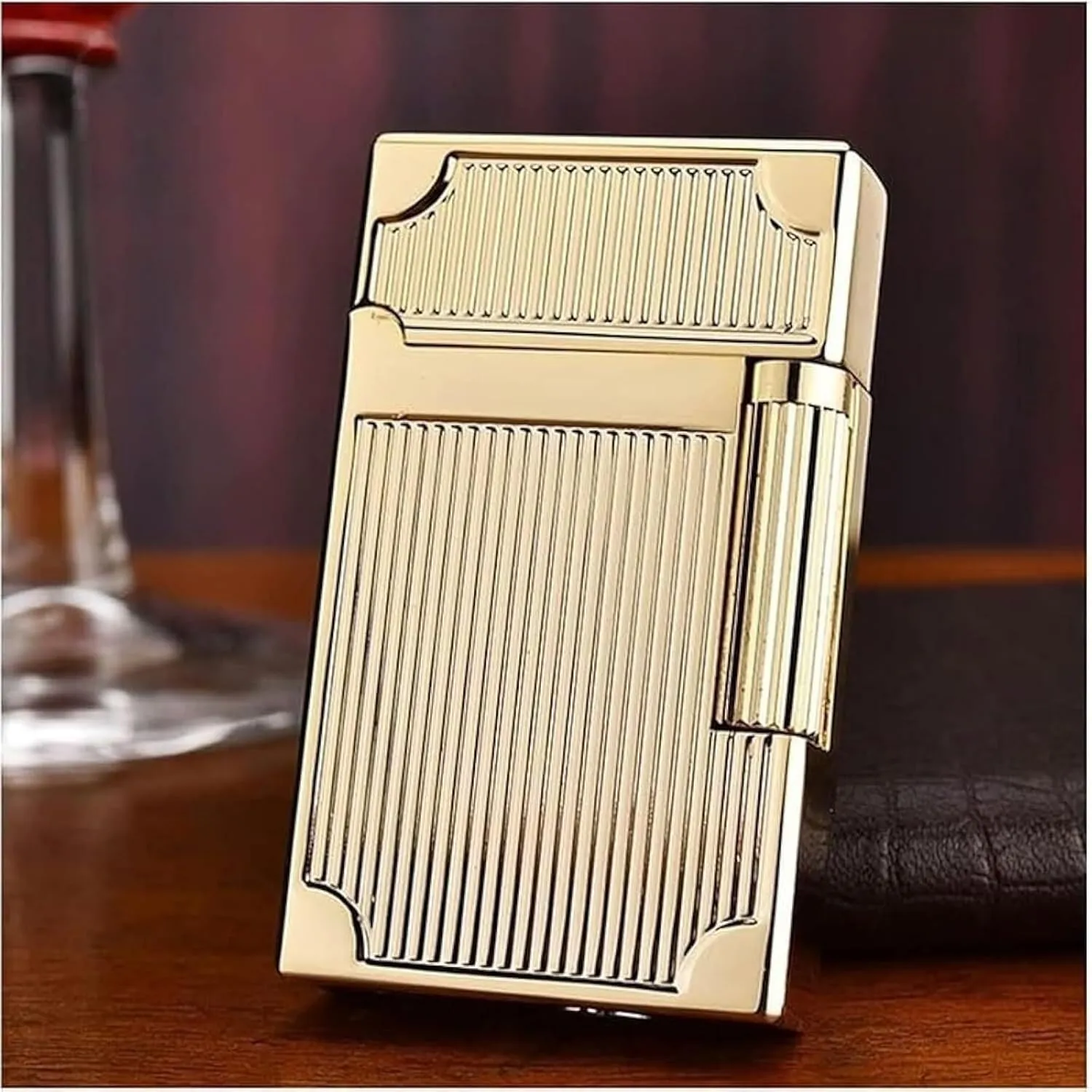 Classic Grinding Wheel Lighter, Open Lid Ding Sound， Adjustable Soft Flame Lighter Butane Refillable Gas Lighter Flip Cover Flint Side Slip Igniter(C11)