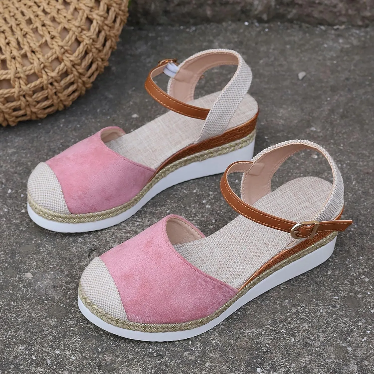 Close Toe Sandals for Women 2025 Platform Wedge sandal Arch Support Sandals Dressy Summer Ankle Strap Non Slip Wedge Sandal Comfortable Beach Shoes Heel Casual Espadrilles Wedges