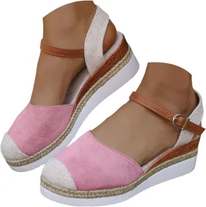 Close Toe Sandals for Women 2025 Platform Wedge sandal Arch Support Sandals Dressy Summer Ankle Strap Non Slip Wedge Sandal Comfortable Beach Shoes Heel Casual Espadrilles Wedges