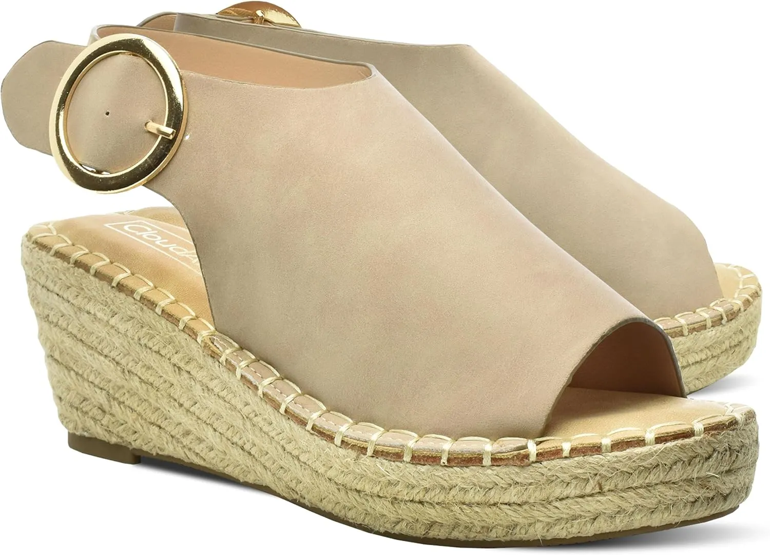 CLOUDAIR Selina Women's Espadrille Wedge Sandals - Comfortable and Stylish Platform Slip On Sandals with Buckle Closure, Comfy Wedge Heels for Women, Fashion Summer Sandals