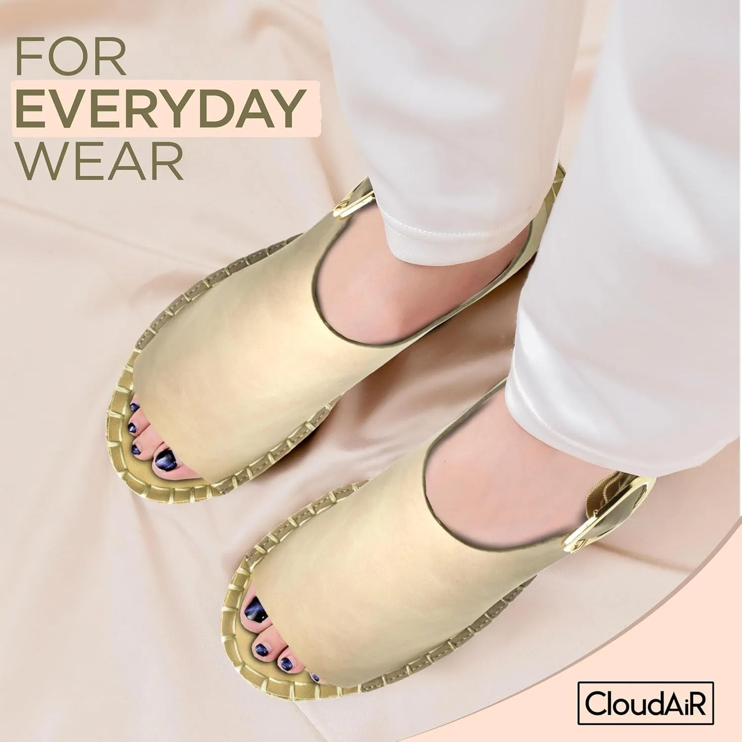 CLOUDAIR Selina Women's Espadrille Wedge Sandals - Comfortable and Stylish Platform Slip On Sandals with Buckle Closure, Comfy Wedge Heels for Women, Fashion Summer Sandals