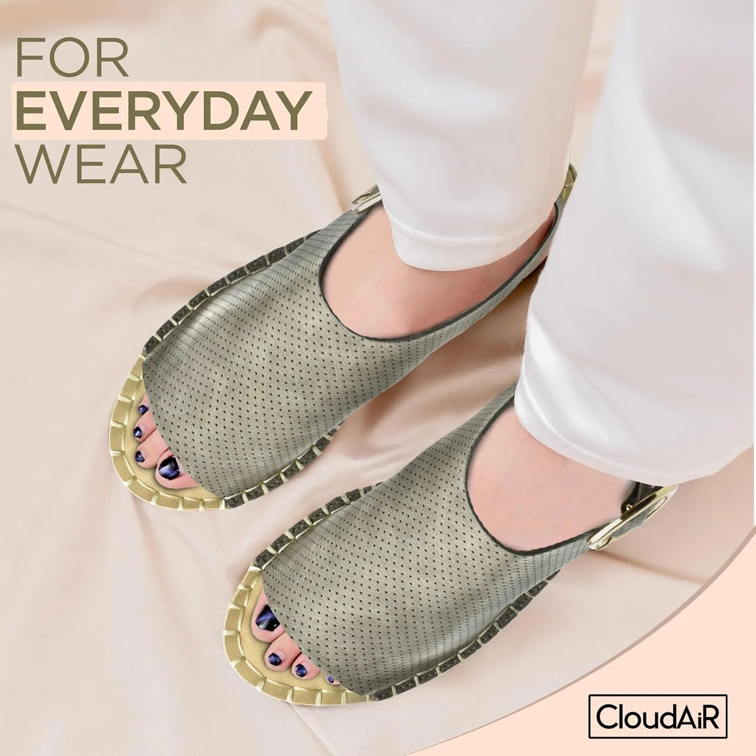 CLOUDAIR Selina Women's Espadrille Wedge Sandals - Comfortable and Stylish Platform Slip On Sandals with Buckle Closure, Comfy Wedge Heels for Women, Fashion Summer Sandals