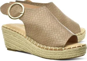 CLOUDAIR Selina Women's Espadrille Wedge Sandals - Comfortable and Stylish Platform Slip On Sandals with Buckle Closure, Comfy Wedge Heels for Women, Fashion Summer Sandals