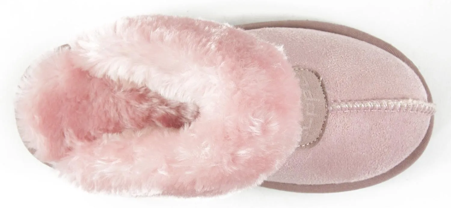 CLPP'LI Womens Slip on Faux Fur Warm Winter Mules Fluffy Suede Comfy Slippers