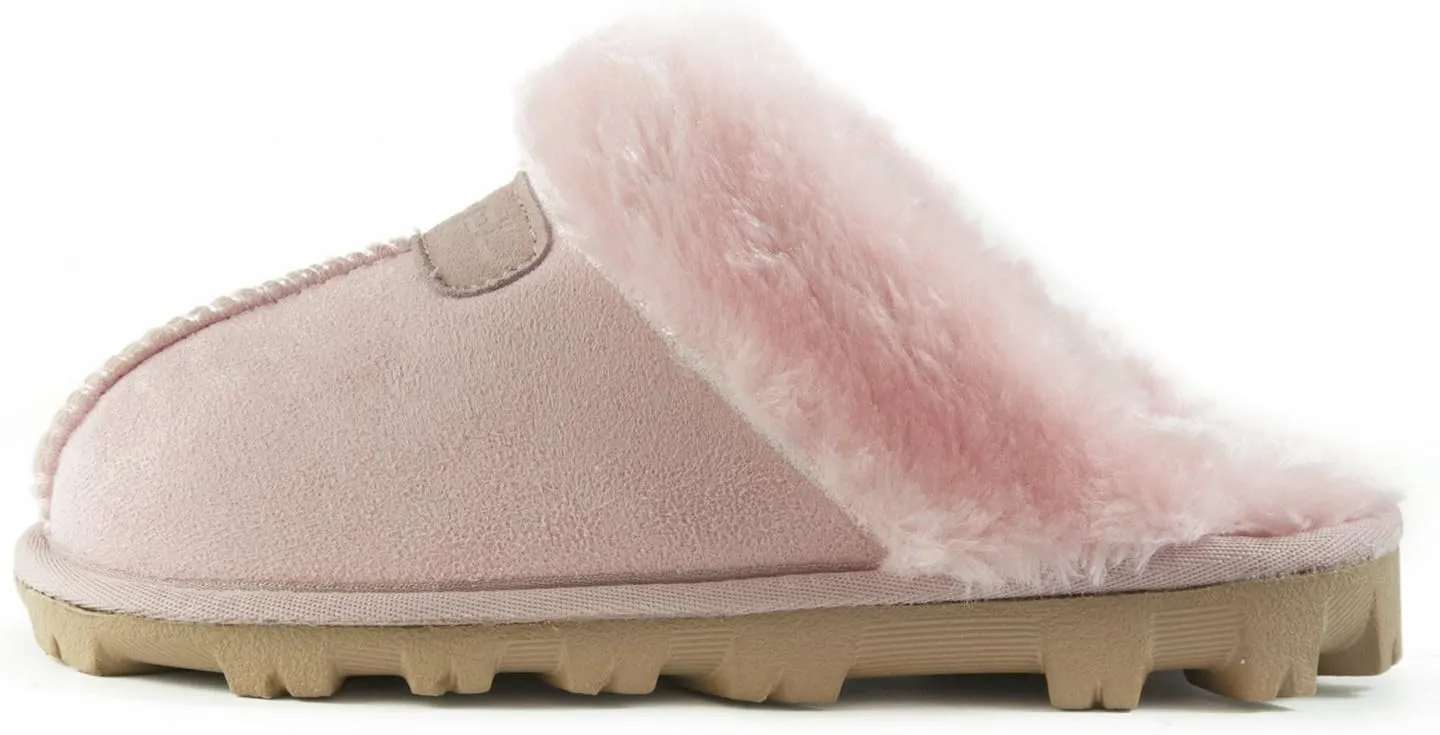 CLPP'LI Womens Slip on Faux Fur Warm Winter Mules Fluffy Suede Comfy Slippers
