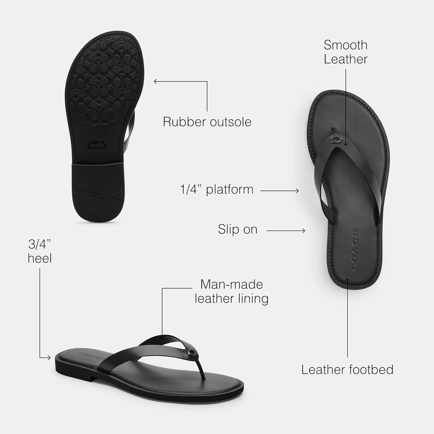 Coach Women's Brianna Flip Flop Flat Sandals