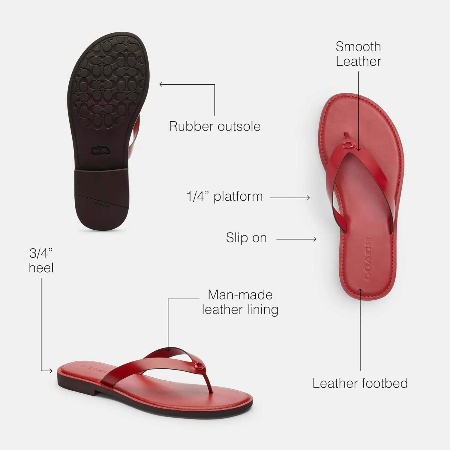 Coach Women's Brianna Flip Flop Flat Sandals