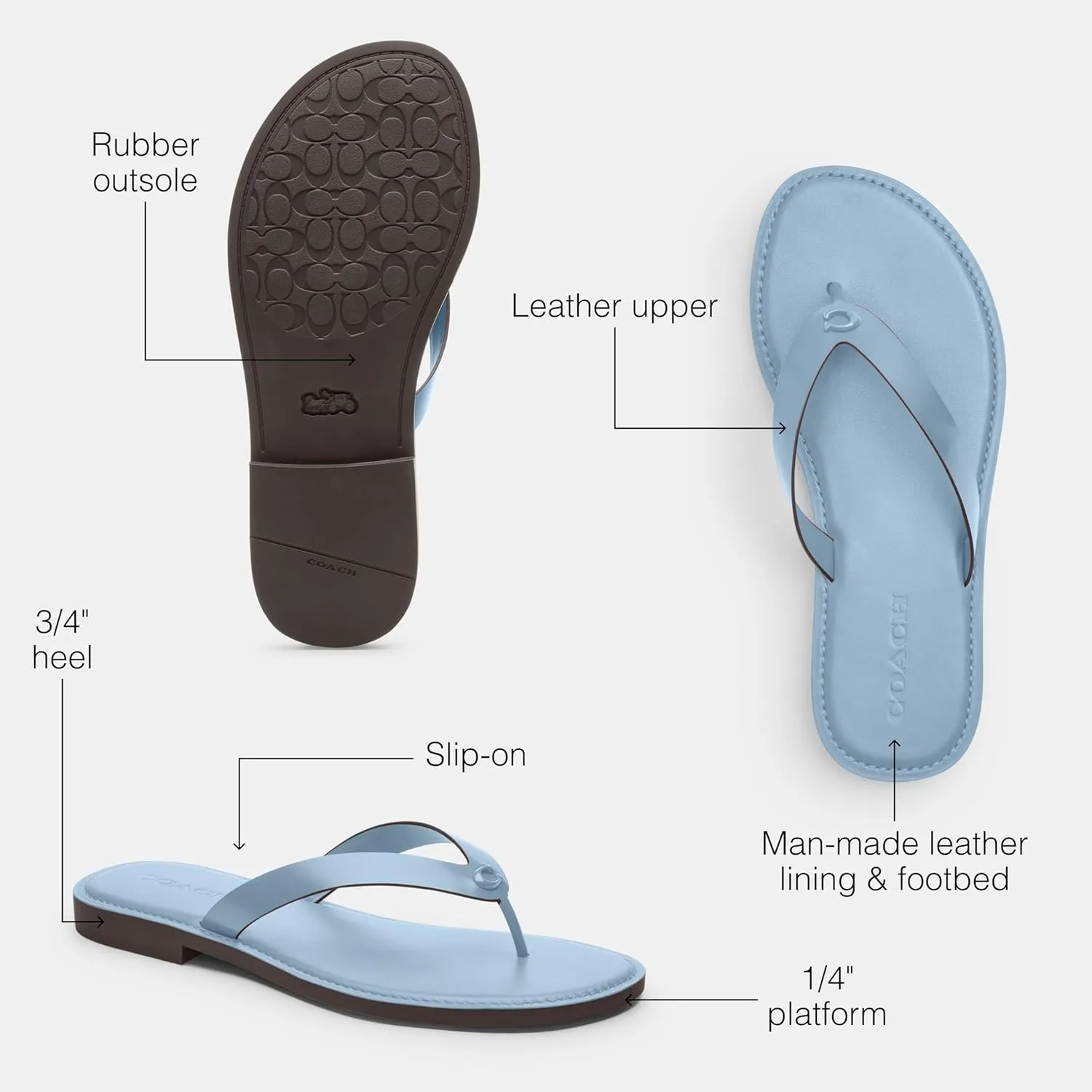 Coach Women's Brianna Flip Flop Flat Sandals