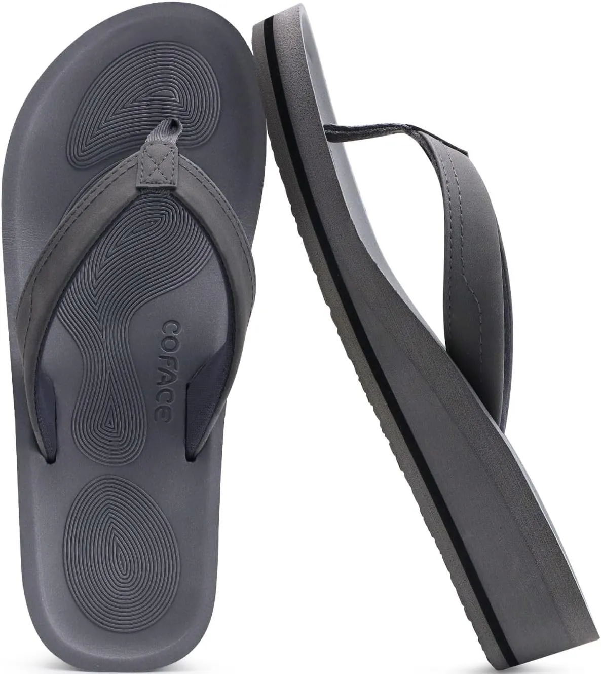 COFACE Flip Flops for Women With Comfortable Arch Support Ladies Fashion Platform Thong Sandals Soft Yoga Mat Sole For Beach/Indoor Outdoor