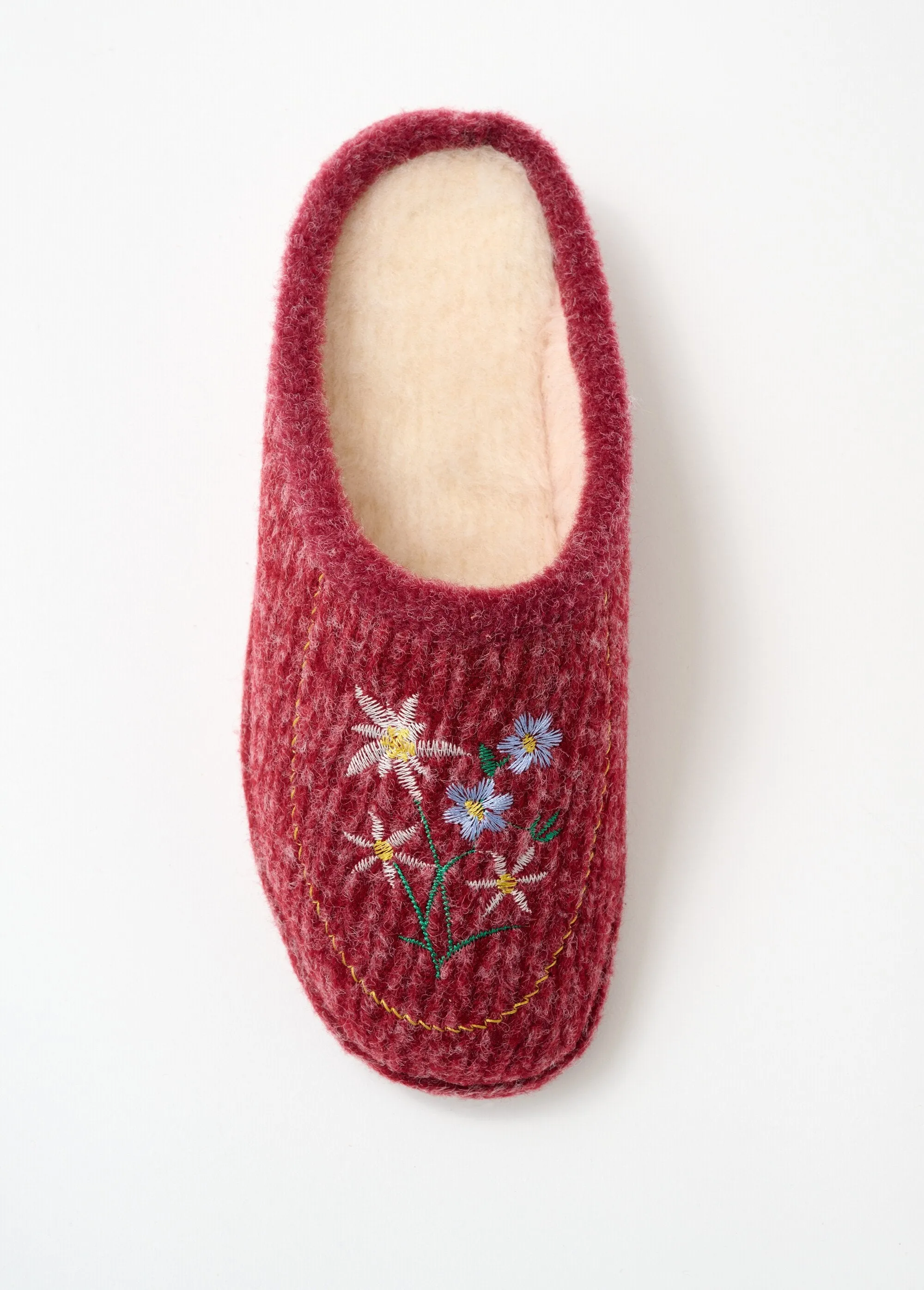 Comfort width embroidered mule slippers