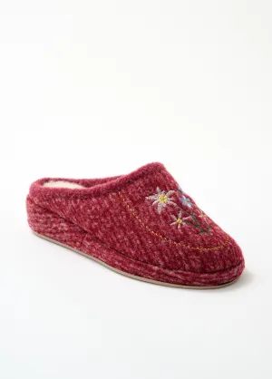 Comfort width embroidered mule slippers