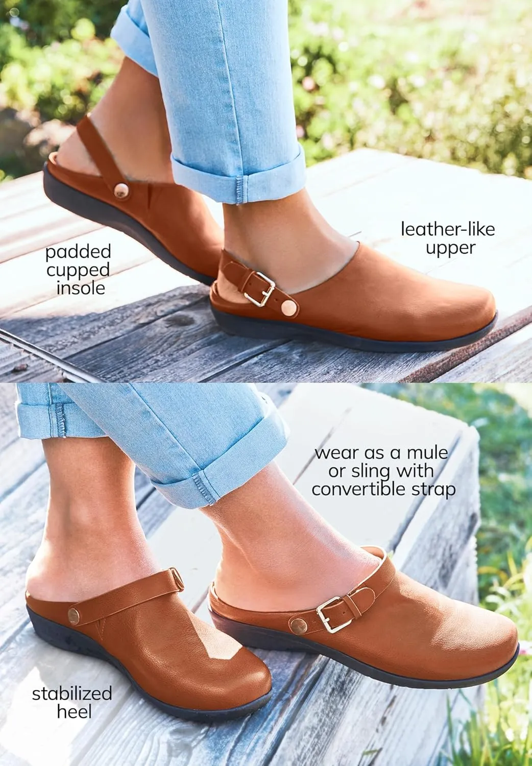 Comfortview Women's Wide Width The Indigo Convertible Mule