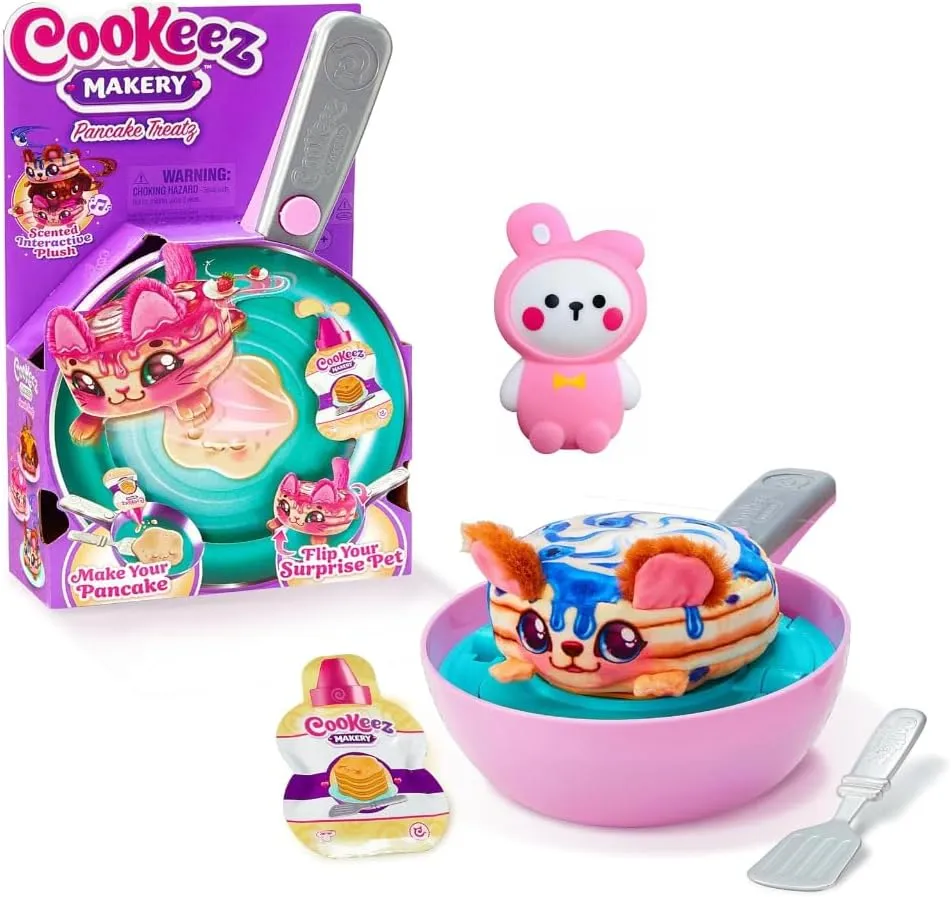 Cookeez Makery Pancake Treatz Interactive DIY Scented Plush Baking Toy for Kids Playset with Increditoyz Squishy Friendz Bundled Set