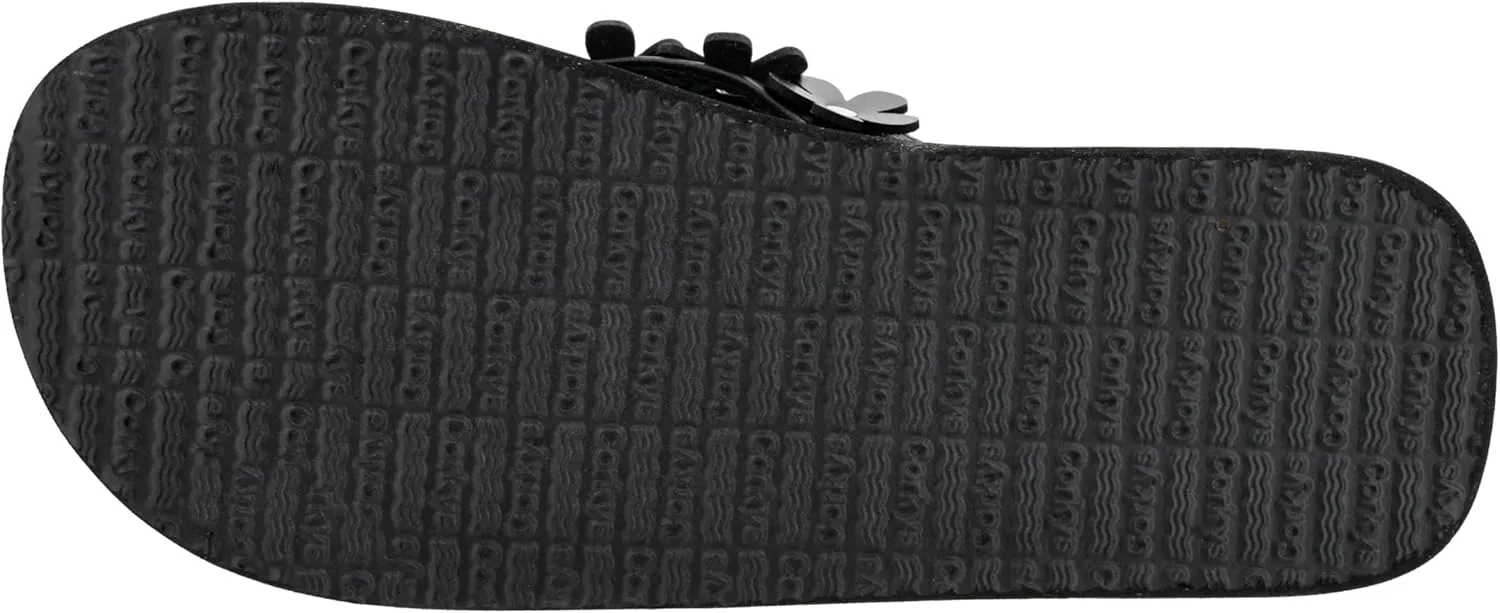 Corkys Footwear No Running Flip Flops - 'V' Strap Adorned With Flowers, Everyday Wear, Soft Footbed for All-Day Comfort, Effortless Slip-On Convenience