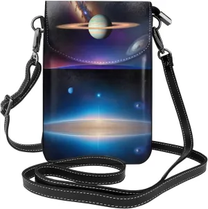 Cosmic Saturn Pattern Phone Bag > Soft, Durable And Waterproof For Women Shoulder Straps Bag Carry Card Cosmetics 7.6x2.9 In Good
