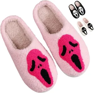 Cotton Slippers Halloween Ghost Face Horror Skull Indoor Novelty Warm Anti-Slip Soft Comfy Spooky Multicolor Gift