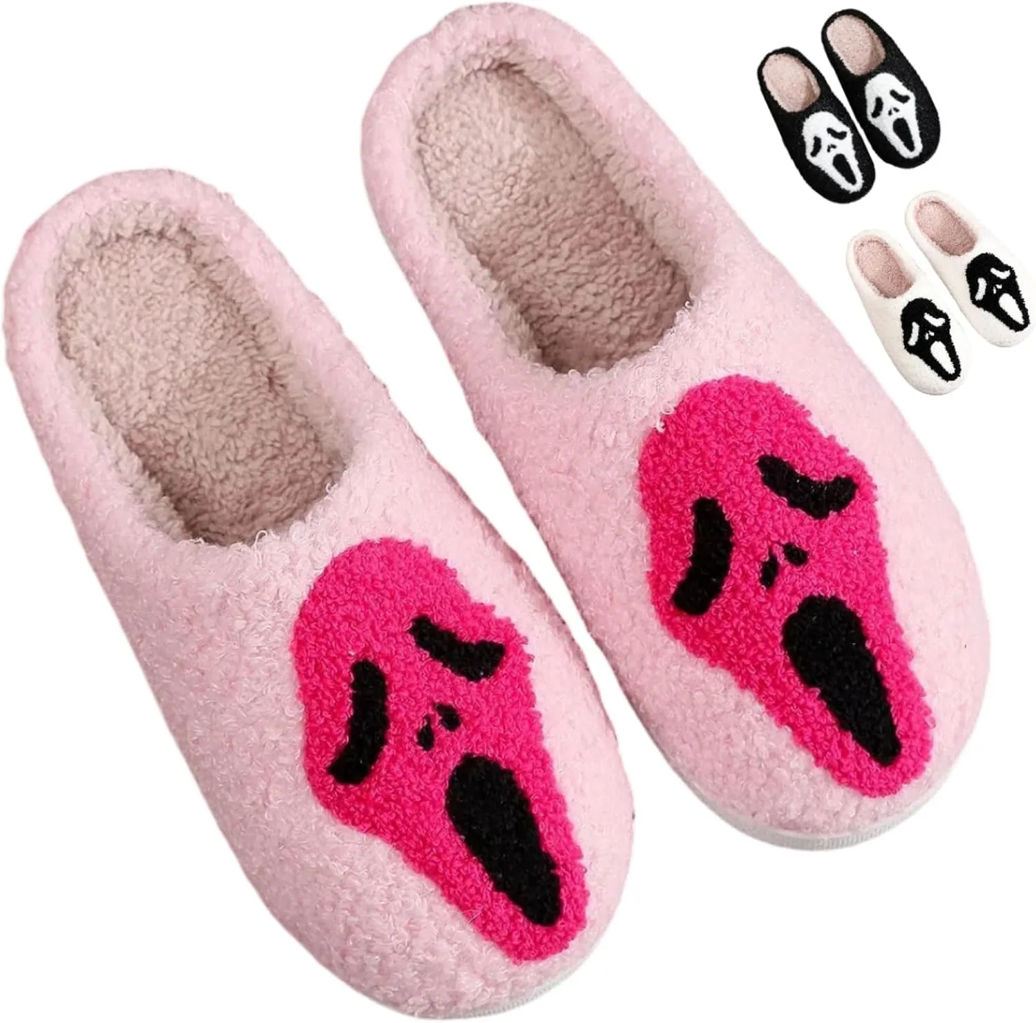Cotton Slippers Halloween Ghost Face Horror Skull Indoor Novelty Warm Anti-Slip Soft Comfy Spooky Multicolor Gift