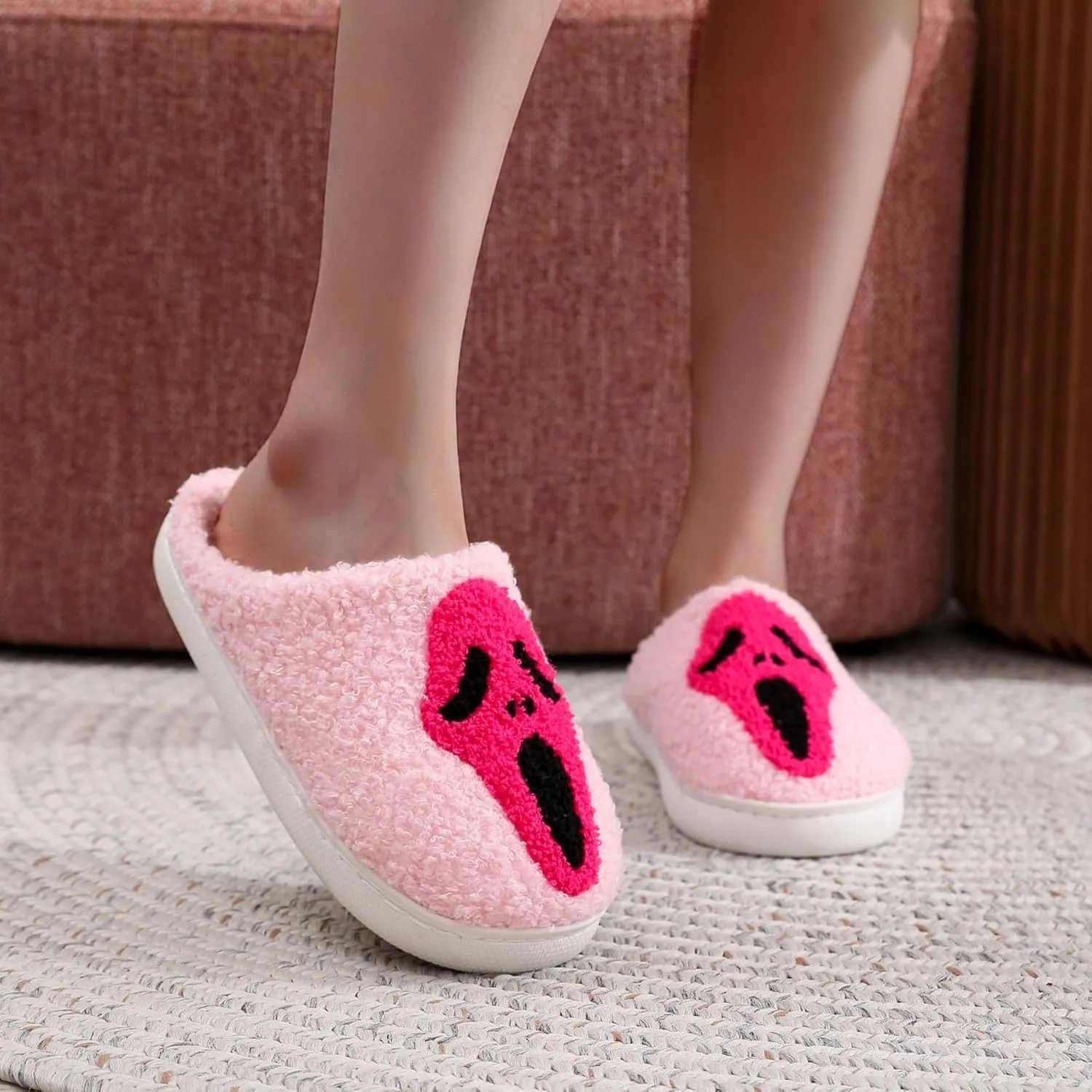 Cotton Slippers Halloween Ghost Face Horror Skull Indoor Novelty Warm Anti-Slip Soft Comfy Spooky Multicolor Gift