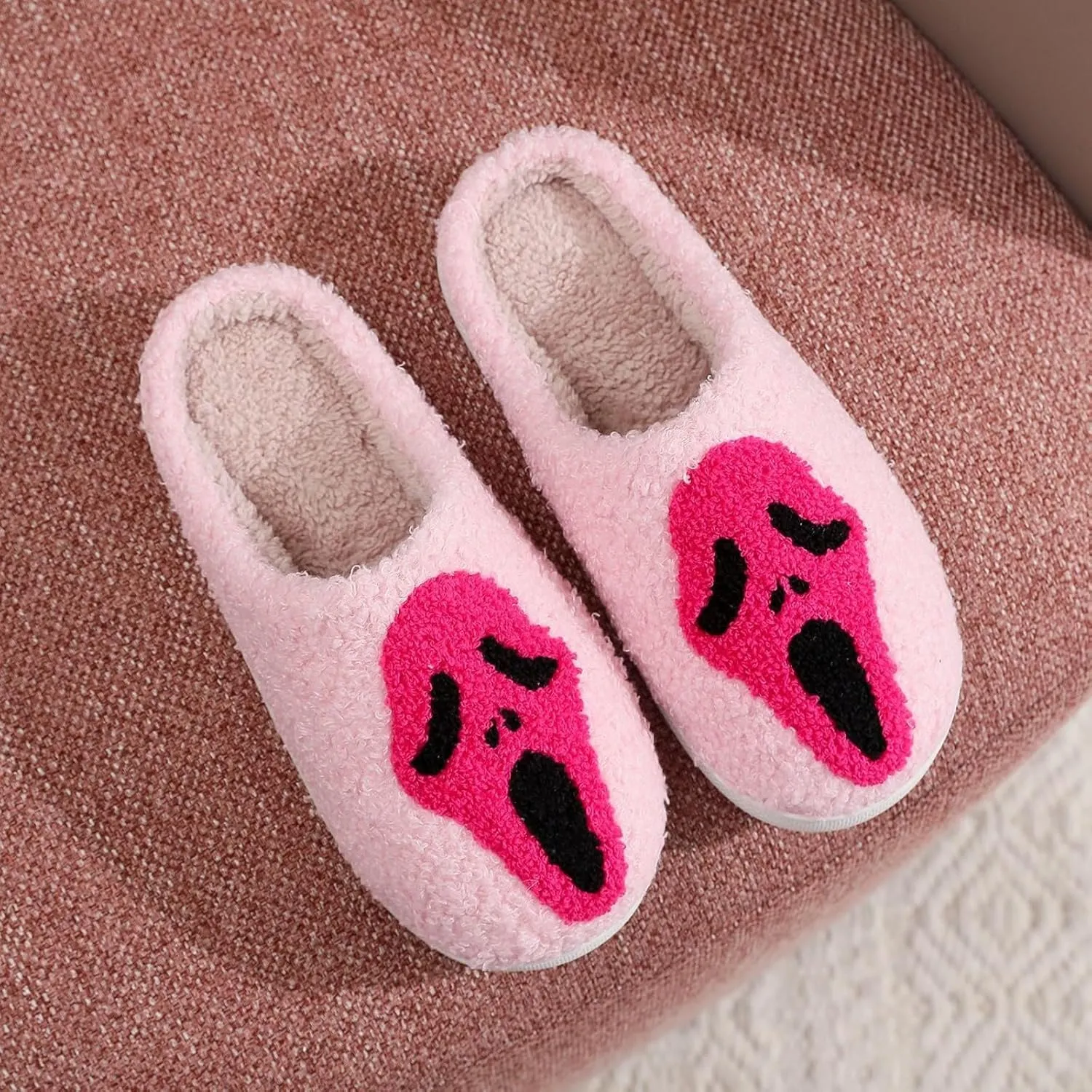Cotton Slippers Halloween Ghost Face Horror Skull Indoor Novelty Warm Anti-Slip Soft Comfy Spooky Multicolor Gift