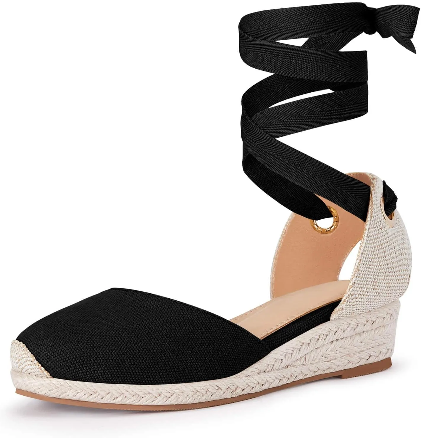 Coutgo Girls Espadrille Platform Wedge Sandals Closed Toe Lace Up Ankle Strap Summer Shoes Toddler Little Big Kid