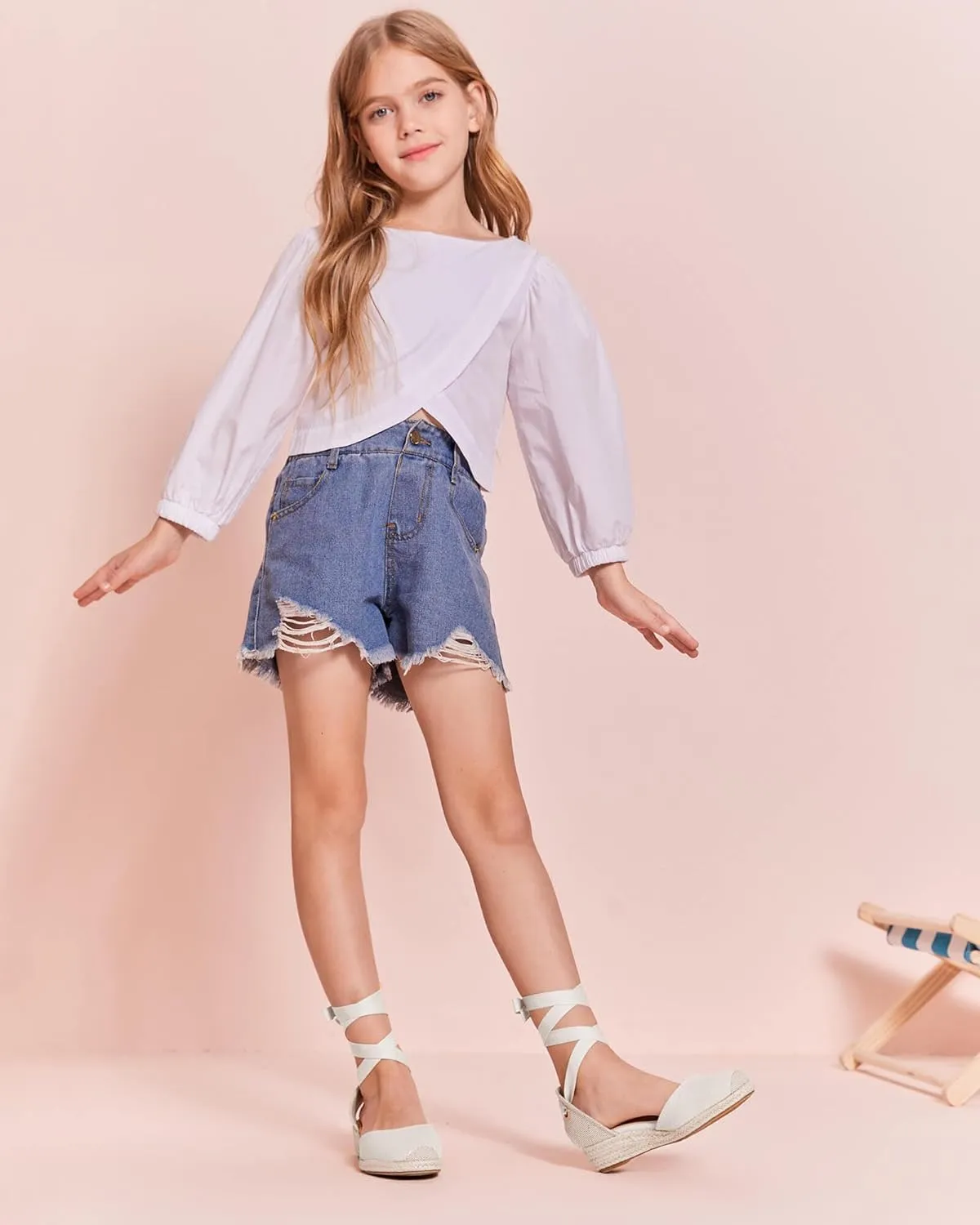 Coutgo Girls Espadrille Platform Wedge Sandals Closed Toe Lace Up Ankle Strap Summer Shoes Toddler Little Big Kid