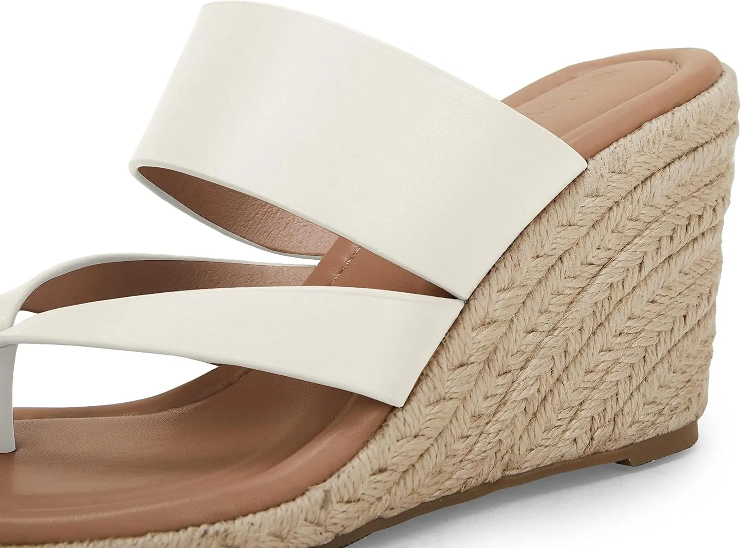 Coutgo Women's Espadrille Wedge Sandals Platform Thong Leather Strap Slides Backless Slip On Summer Casual Flip Flops