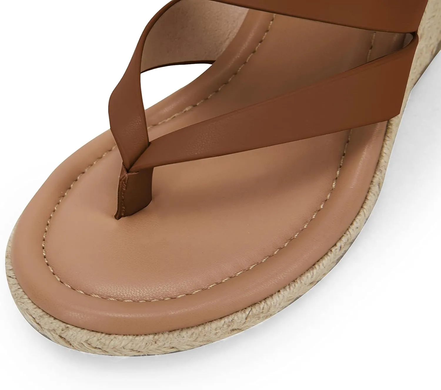 Coutgo Women's Espadrille Wedge Sandals Platform Thong Leather Strap Slides Backless Slip On Summer Casual Flip Flops
