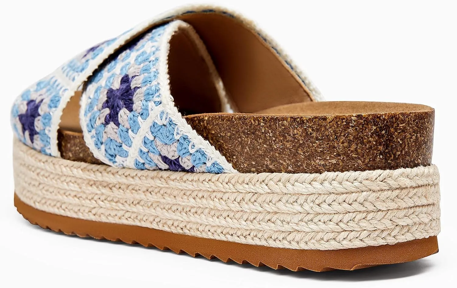 Coutgo Womens Platform Espadrille Sandals Flatform Floral Crochet Cork Open Toe Summer Beach Slide Sandals