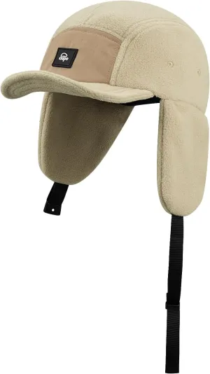 Croogo Earflaps Baseball Cap Winter Trapper Hats for Men Warm Trooper Visor Hat 5 Panel Flat Bill Caps Snow Eskimo Hat