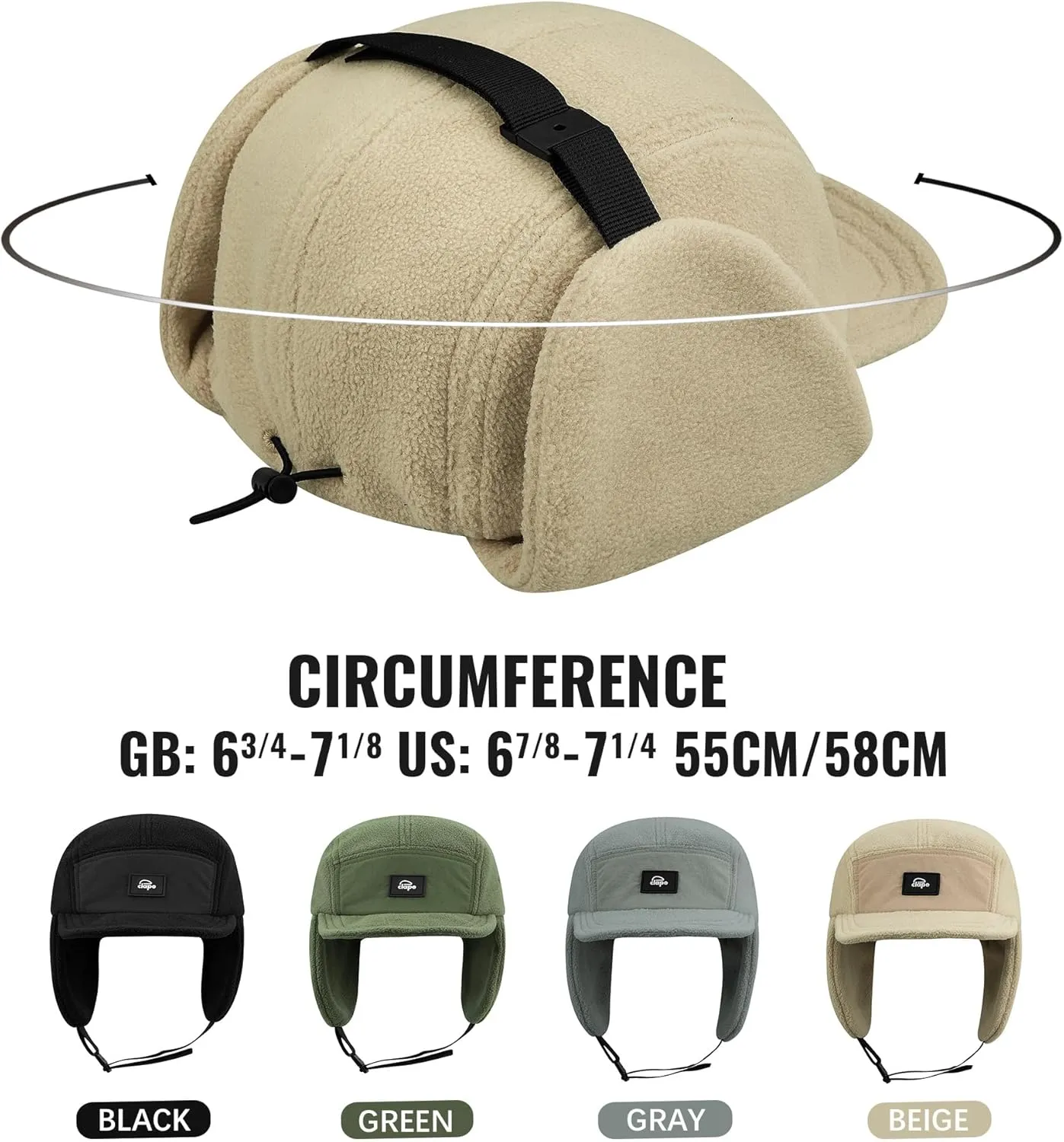 Croogo Earflaps Baseball Cap Winter Trapper Hats for Men Warm Trooper Visor Hat 5 Panel Flat Bill Caps Snow Eskimo Hat