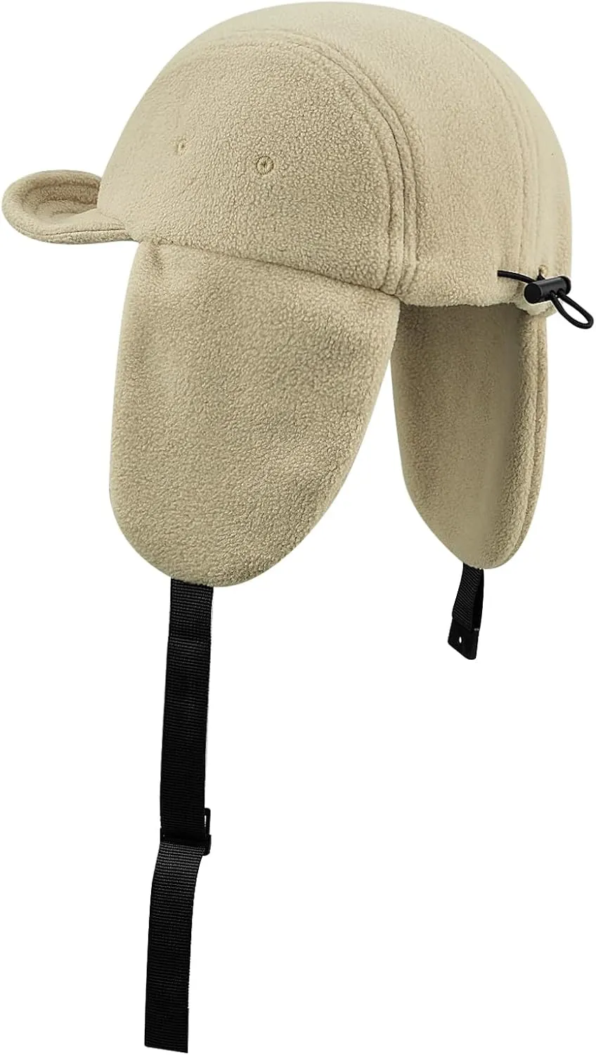 Croogo Earflaps Baseball Cap Winter Trapper Hats for Men Warm Trooper Visor Hat 5 Panel Flat Bill Caps Snow Eskimo Hat