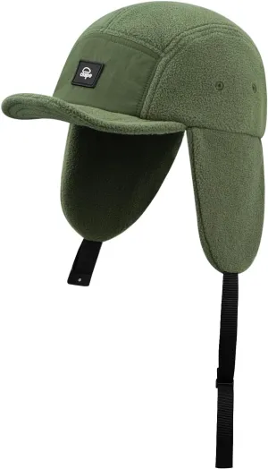 Croogo Earflaps Baseball Cap Winter Trapper Hats for Men Warm Trooper Visor Hat 5 Panel Flat Bill Caps Snow Eskimo Hat