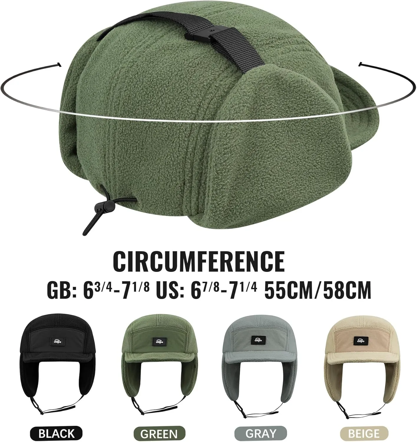 Croogo Earflaps Baseball Cap Winter Trapper Hats for Men Warm Trooper Visor Hat 5 Panel Flat Bill Caps Snow Eskimo Hat