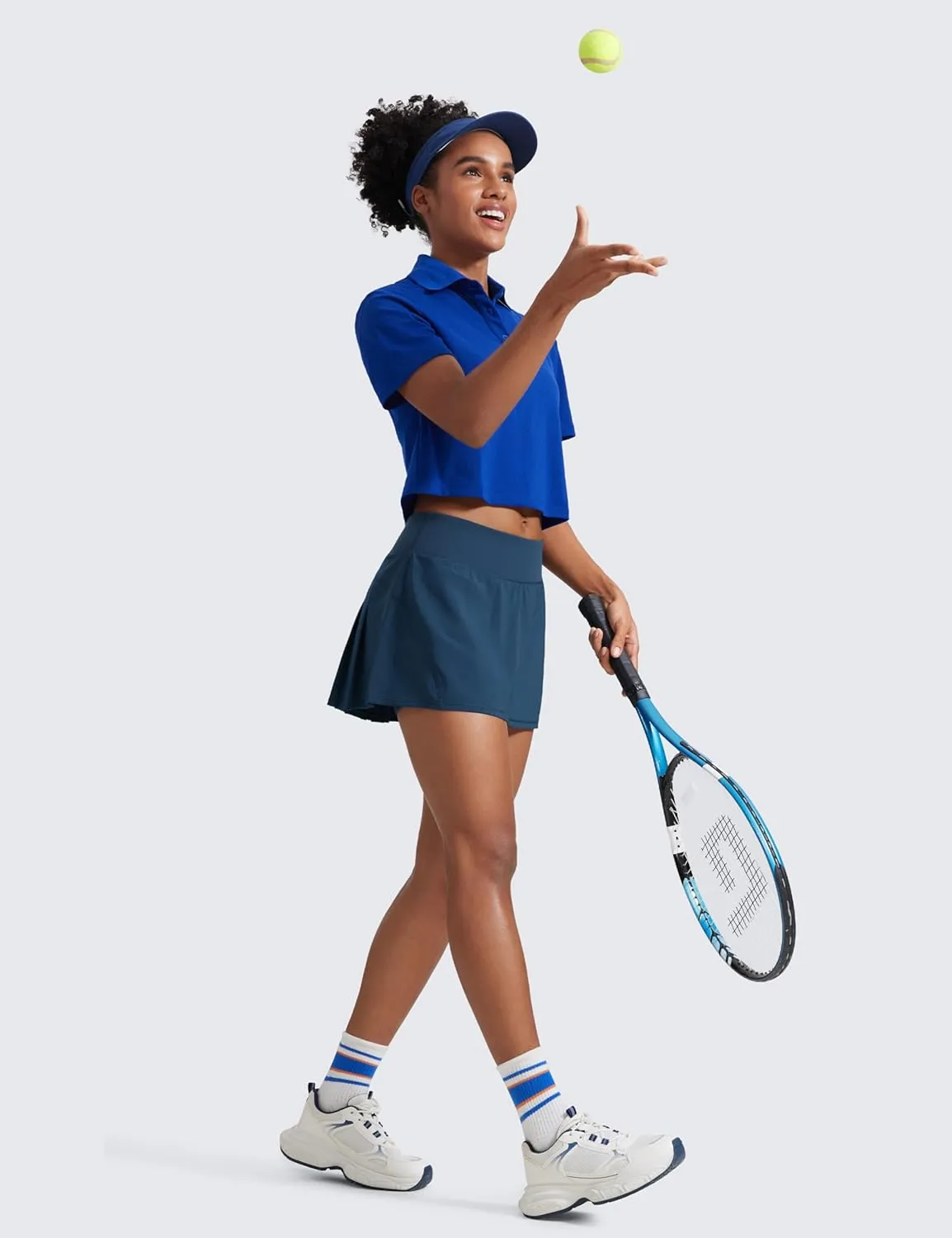 CRZ YOGA Women's Quick Dry Pleated Tennis Skirts Mid Waisted Cute Athletic Workout Running Sports Golf Skorts Volleyball