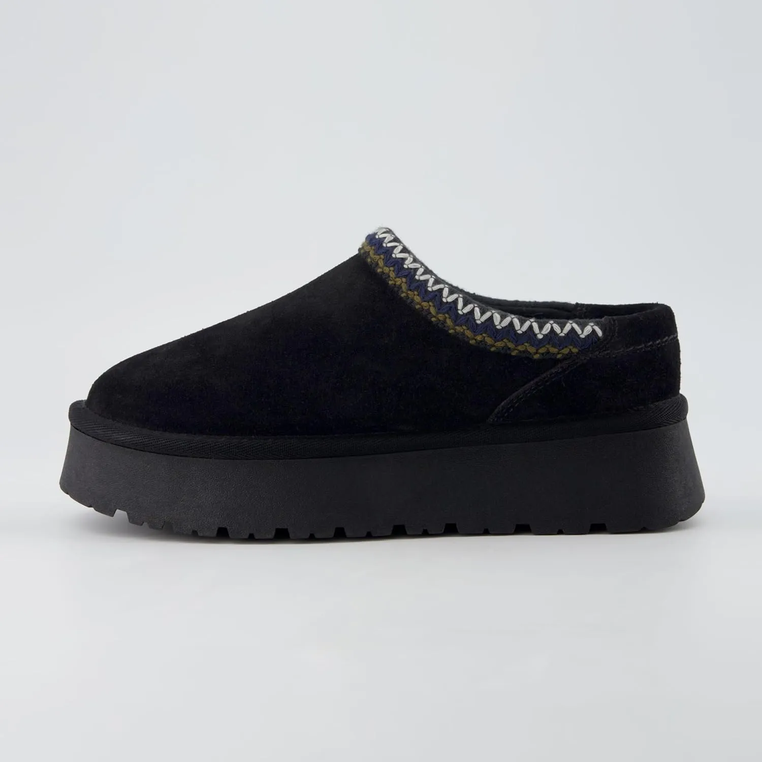 CUSHIONAIRE Kabuki Platform Boots Genuine Suede Fuzzy Mule Slippers for Women with Memory Foam | Indoor/Outdoor Womens Slippers | Wide Widths Available