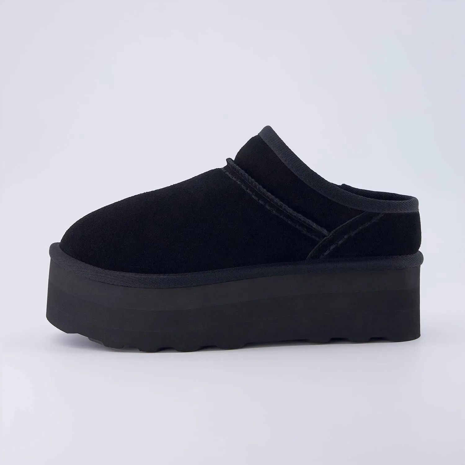 CUSHIONAIRE Women's Huggy Genuine Suede Cozy Mule Platform  Memory Foam, Wide Widths Available