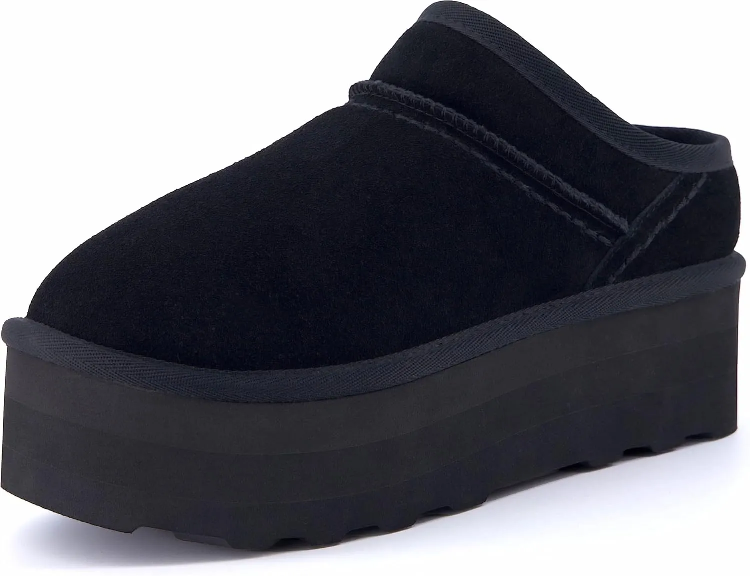 CUSHIONAIRE Women's Huggy Genuine Suede Cozy Mule Platform  Memory Foam, Wide Widths Available