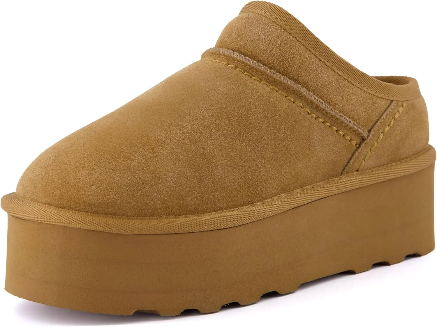 CUSHIONAIRE Women's Huggy Genuine Suede Cozy Mule Platform  Memory Foam, Wide Widths Available