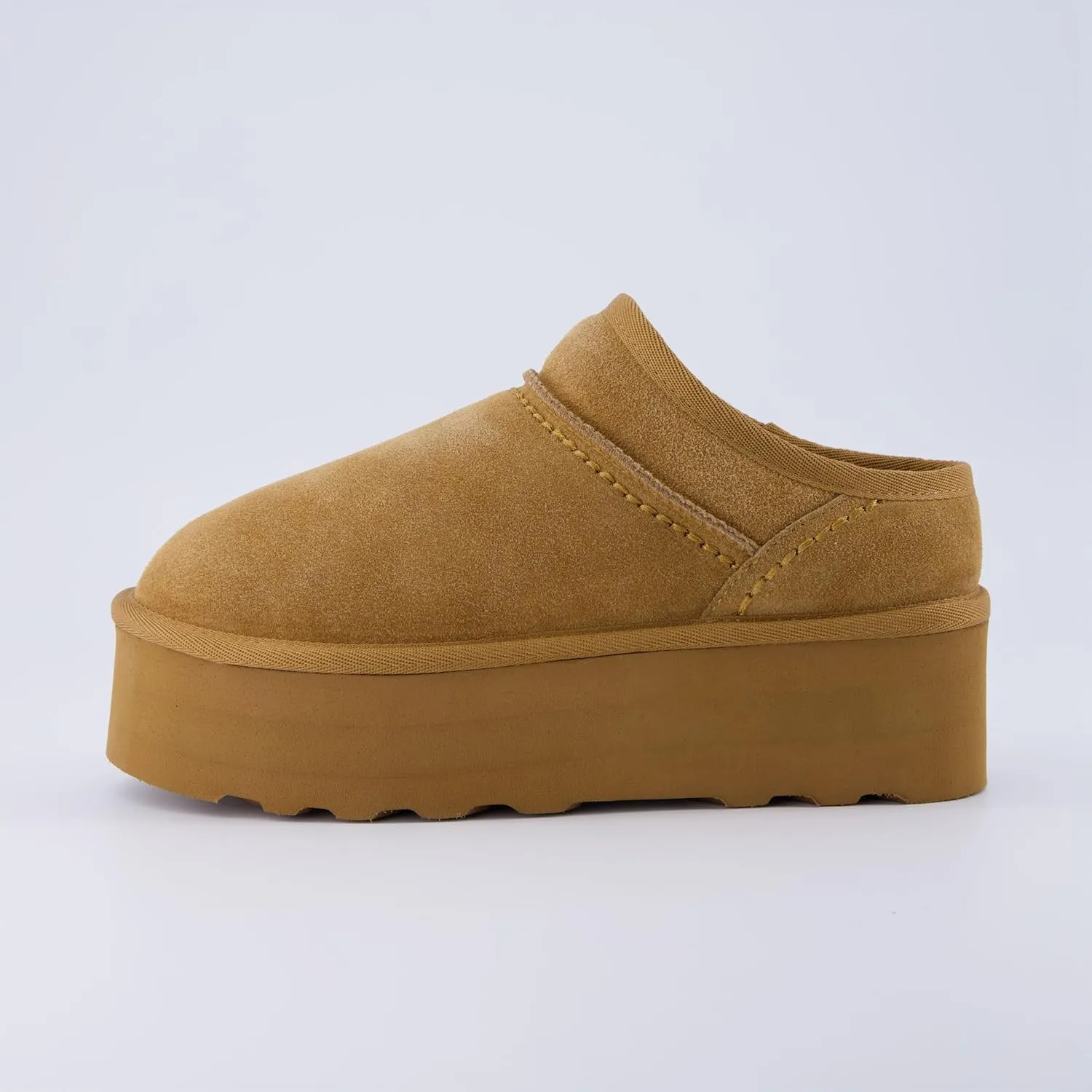 CUSHIONAIRE Women's Huggy Genuine Suede Cozy Mule Platform  Memory Foam, Wide Widths Available