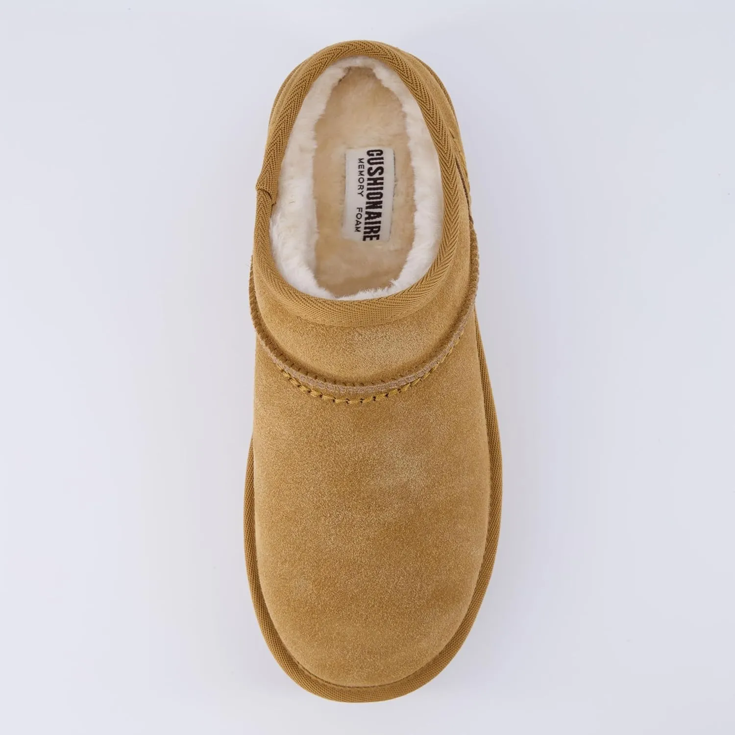 CUSHIONAIRE Women's Huggy Genuine Suede Cozy Mule Platform  Memory Foam, Wide Widths Available