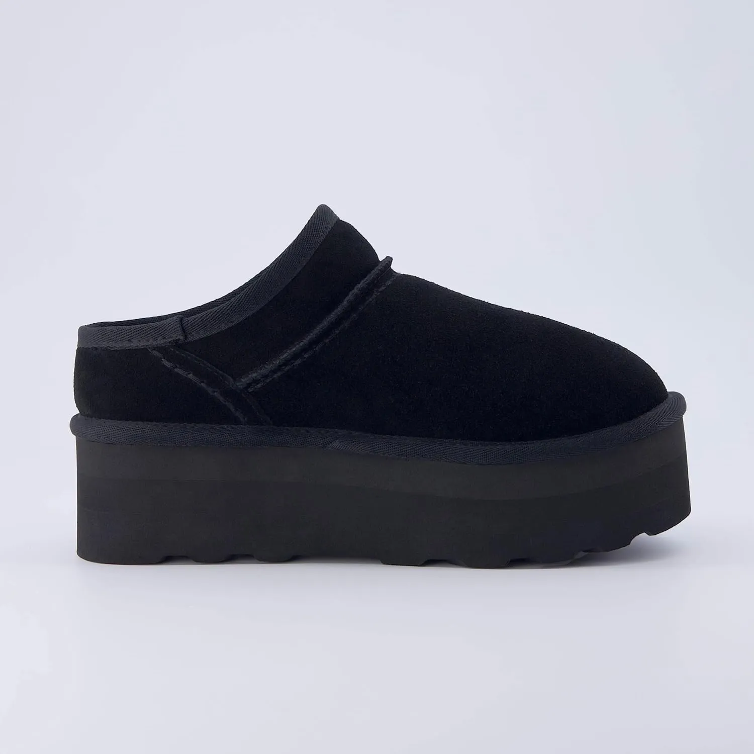 CUSHIONAIRE Women's Huggy Genuine Suede Cozy Mule Platform  Memory Foam, Wide Widths Available