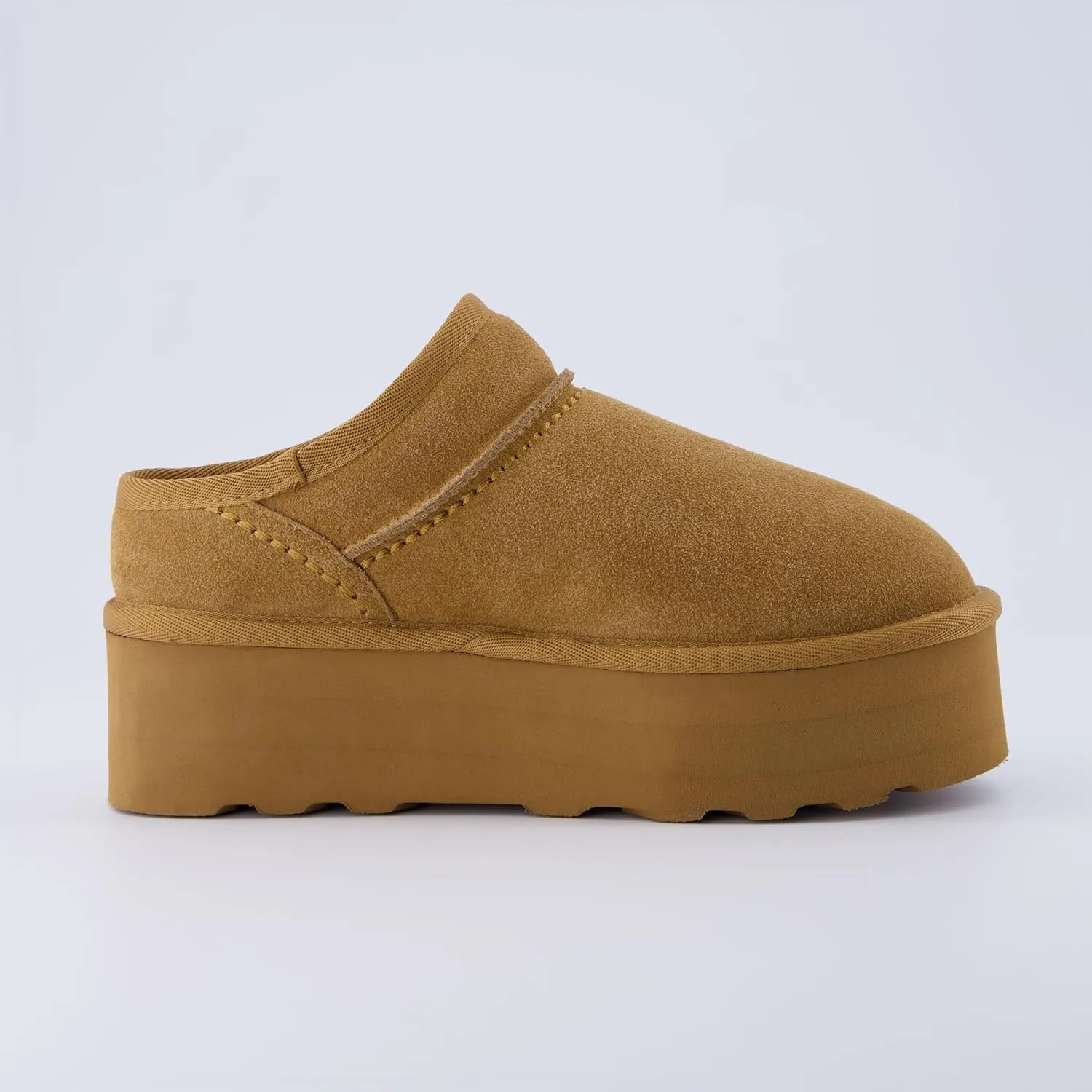 CUSHIONAIRE Women's Huggy Genuine Suede Cozy Mule Platform  Memory Foam, Wide Widths Available