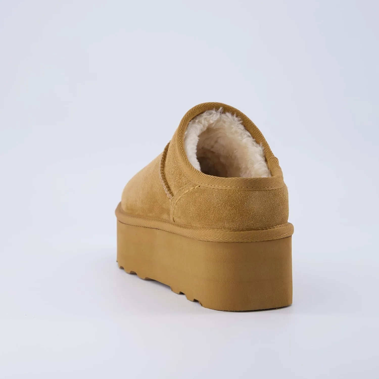 CUSHIONAIRE Women's Huggy Genuine Suede Cozy Mule Platform  Memory Foam, Wide Widths Available