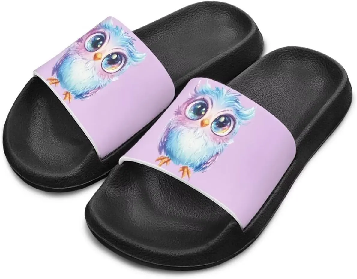 Cute Animal Print Girls' Slippers - Non-Slip, Quick-Dry, Suitable for Home Bathing Outdoor Slides Play