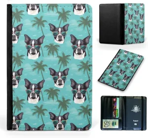 CUTE BOSTON TERRIER PUPPY DOG CANINE PATTERN #A2#1 FAUX LEATHER FLIP WALLET TRAVEL PASSPORT ID HOLDER ITINERARY ORGANIZER COVER