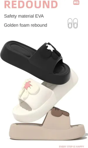 Cute Bow Pink Star Slipper Sandals Women Non Slip Outdoor & Indoor Footwear For Beach Travel Shower Flip Flops Women