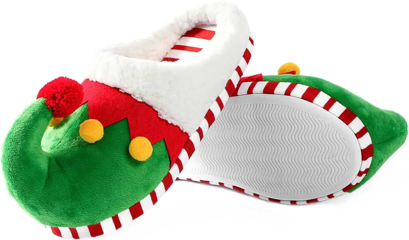 Cute Elf Shoes for Women Men - Furry Home Nonslip Slippers - Comfy Bedroom Holiday Animal Indoor Outdoor Shoes