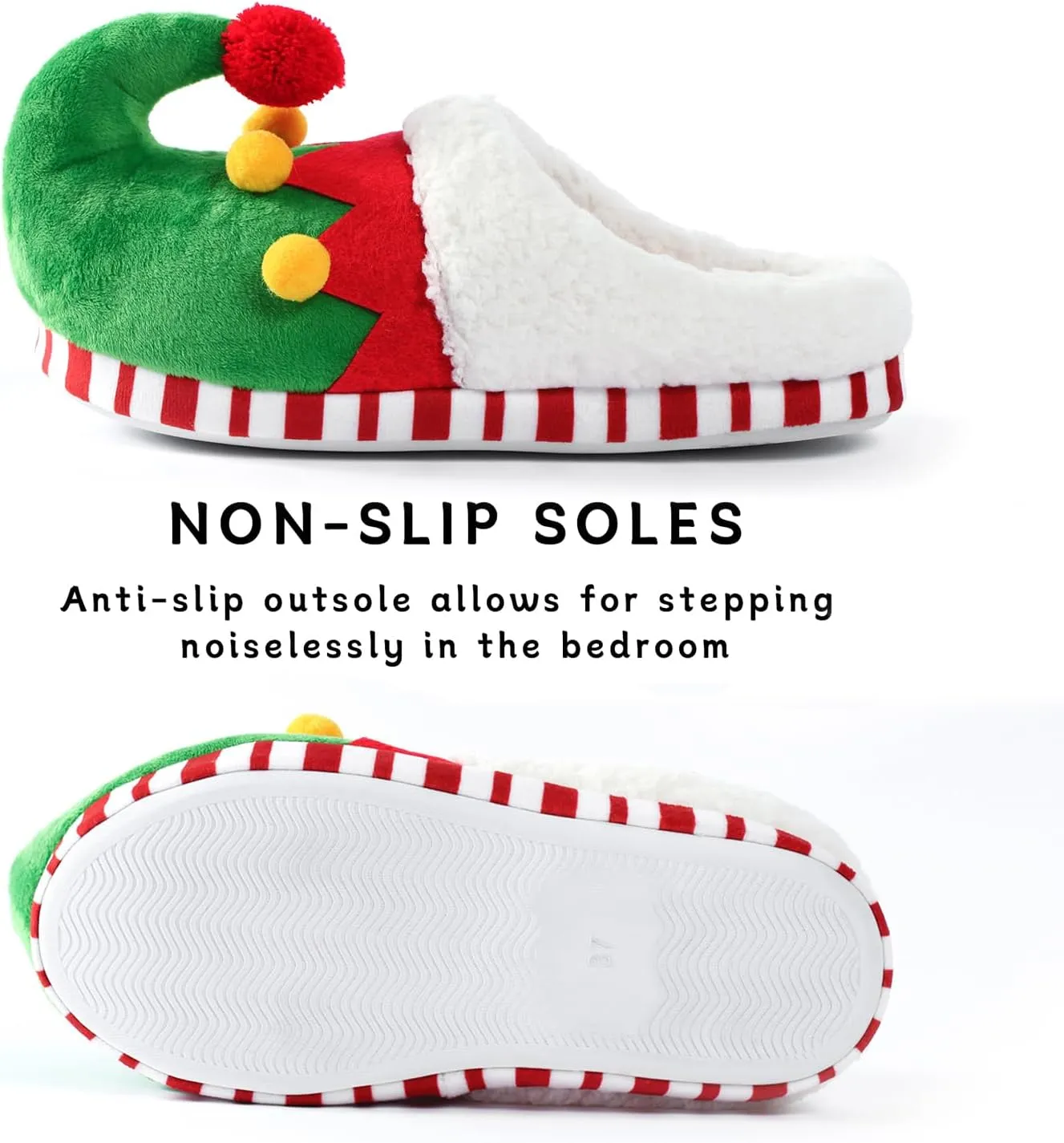 Cute Elf Shoes for Women Men - Furry Home Nonslip Slippers - Comfy Bedroom Holiday Animal Indoor Outdoor Shoes