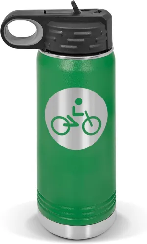 Cycling Water Bottle 20 oz - Laser Engraved w/Flip Top Removable Straw - Polar Camel - Stainless - Vacuum Insulated - Drinkware - Biking Bicycle Competitive v2